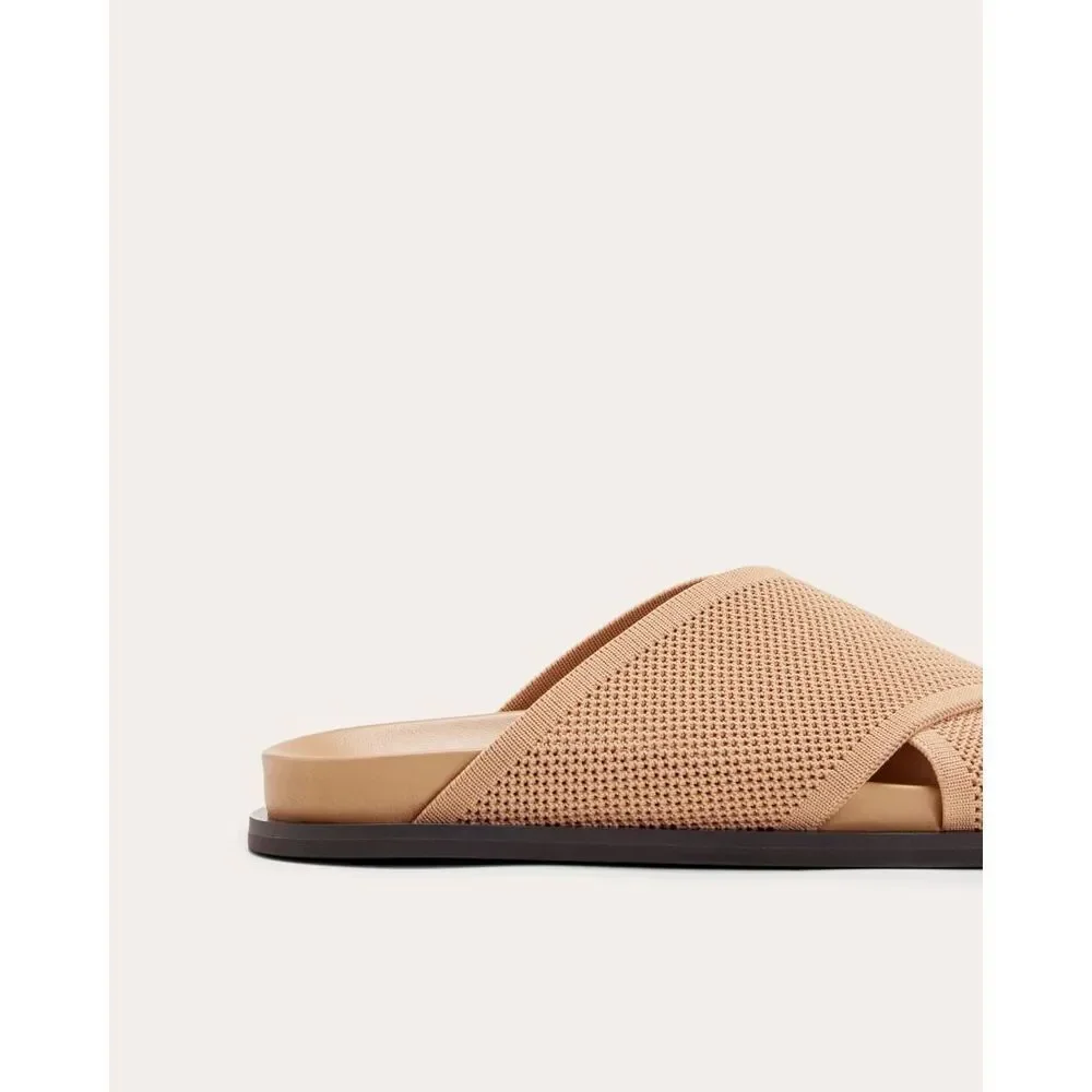 Everlane THE REKNIT FORM CROSSOVER SANDAL in Caramel Beige Neutral Size 9 NWB